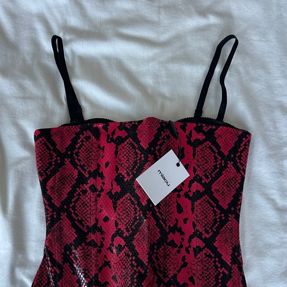 Red and Black Snake Print Bustier